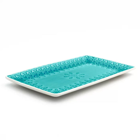 Txcoffroad Peacock Crackle-Glazed Rectangular Platter